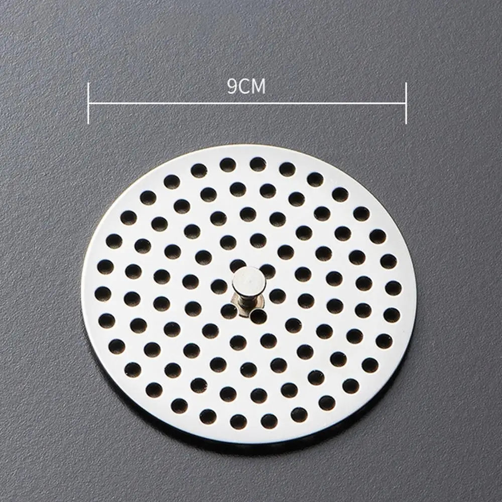 Creative Stainless Steel Floor Drain Net Cover Round Square Shape with Handle Sink Strainer Hair Filter Peaceful Pleasures Health and Wellness -9cm-roundshape