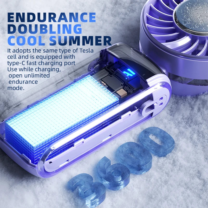 HOMEFISH 2026 new ice pack high-speed fan, semiconductor refrigeration handheld fan, portable charging folding small fan Peaceful Pleasures Health and Wellness
