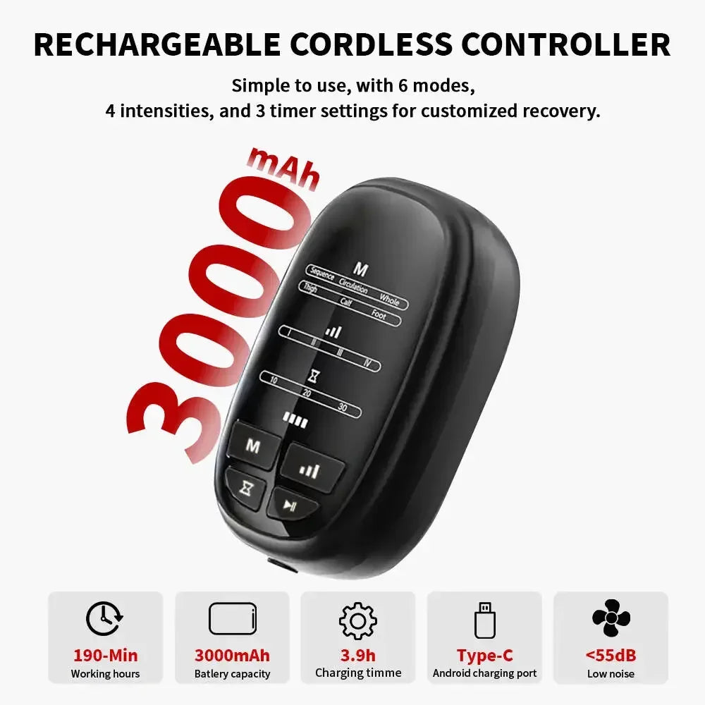 VamsLuna Wireless Leg Compression Massager | 360° Air Pressure