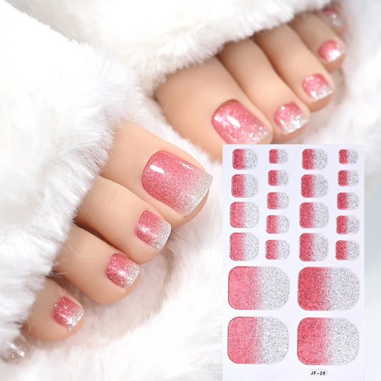 Gradient Glitter Toe Nail Stickers – Full Cover DIY Nail Art Toe Nail Stickers Peaceful Pleasures Health and Wellness
