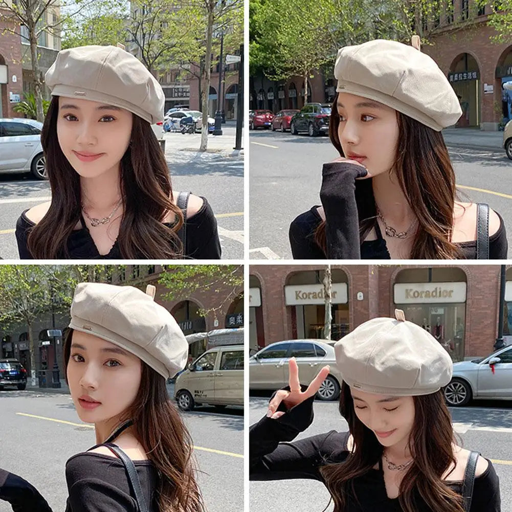 Women's Vintage French Plaid Beret Hat – Painter Style Cap