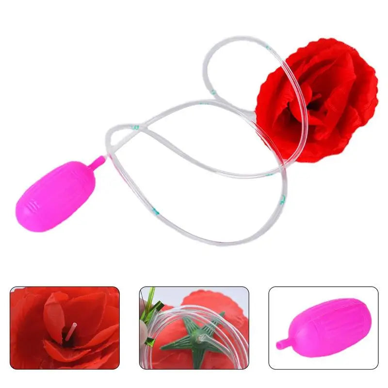 （Random Color）Lovely & High Quality 1 pcs Trick Funny Joke Prank Toys Water Squirt Rose Clown Flowers Wedding banquet Peaceful Pleasures Health and Wellness