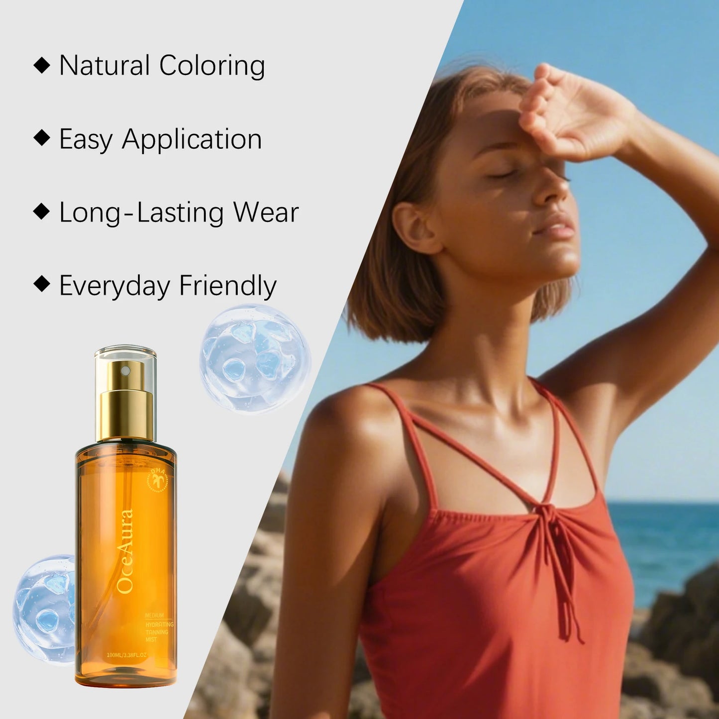 OceAura Self Tanning Spray – Sunless Tanner Face & Body
