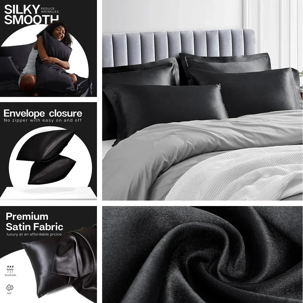 Set of 2/4pc Silky Stain Pillowcase Silky Pillowcase Natural Silk Pillowcase Standard Queen Size Mulberry Silk Pillow Case Peaceful Pleasures Health and Wellness