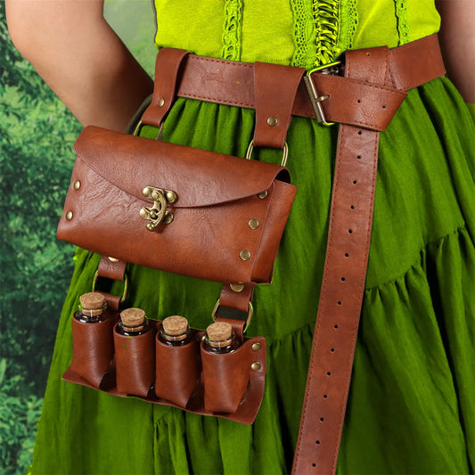 Renaissance Leather Belt Medieval Wizard Alchemy Glass Magic Bottle Peaceful Pleasures Health and Wellness