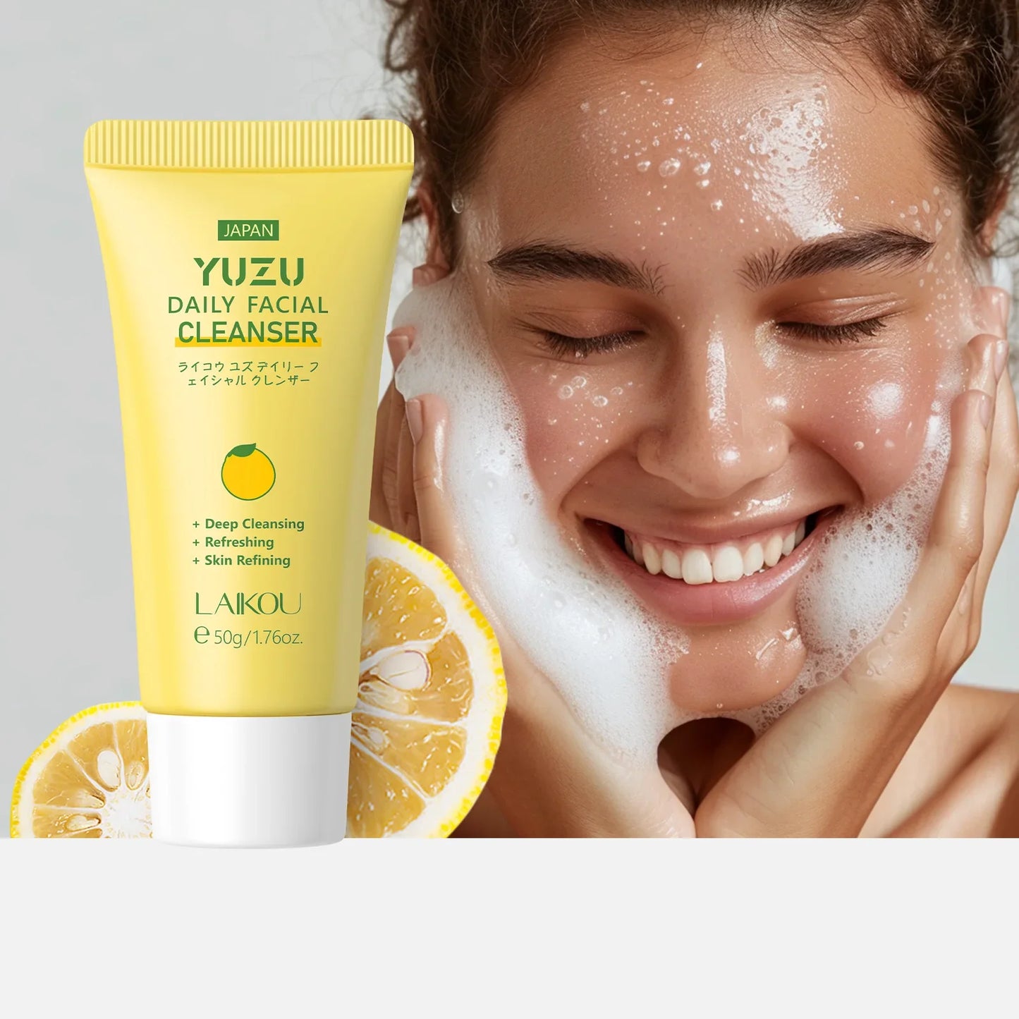 Laikou Whitening Foam Facial Cleanser – Niacinamide & Yuzu 50g