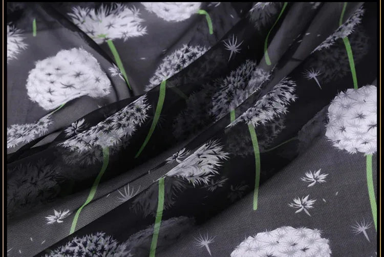 Dandelion Printed 100% Silk Chiffon Fabric 138cm | Dress Material