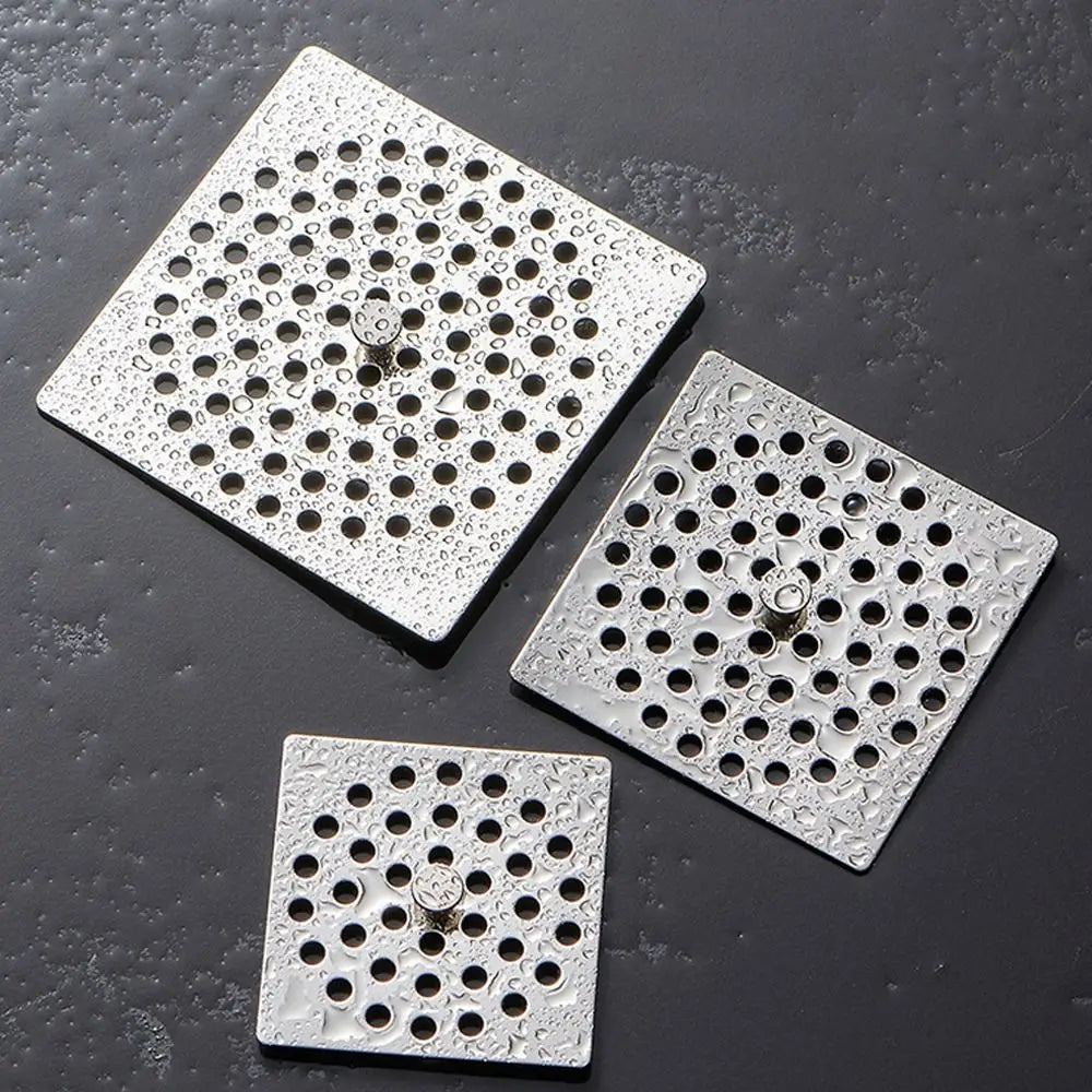 Creative Stainless Steel Floor Drain Net Cover Round Square Shape with Handle Sink Strainer Hair Filter Peaceful Pleasures Health and Wellness