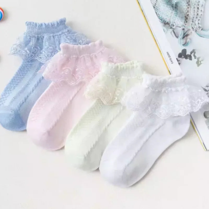 0-12Y Spring Summer Children Lace Socks Baby Girls Cotton Mesh Stockings Princess Short Dance Socks Kids Socks Ruffle Socks Peaceful Pleasures Health and Wellness