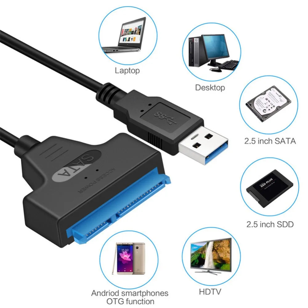 New 2 in 1 SATA to USB3.0/Type-C Adapter Cable Up To 6 Gbps High Speed Support 2.5 Inch External HDD SSD Hard Drive 22 Pin Sata Peaceful Pleasures Health and Wellness