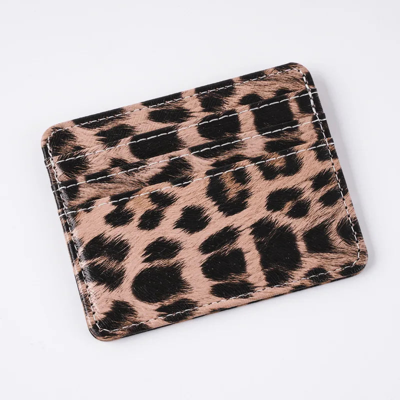 Leopard Print PU Leather Slim Card Wallet – Unisex Card Holder