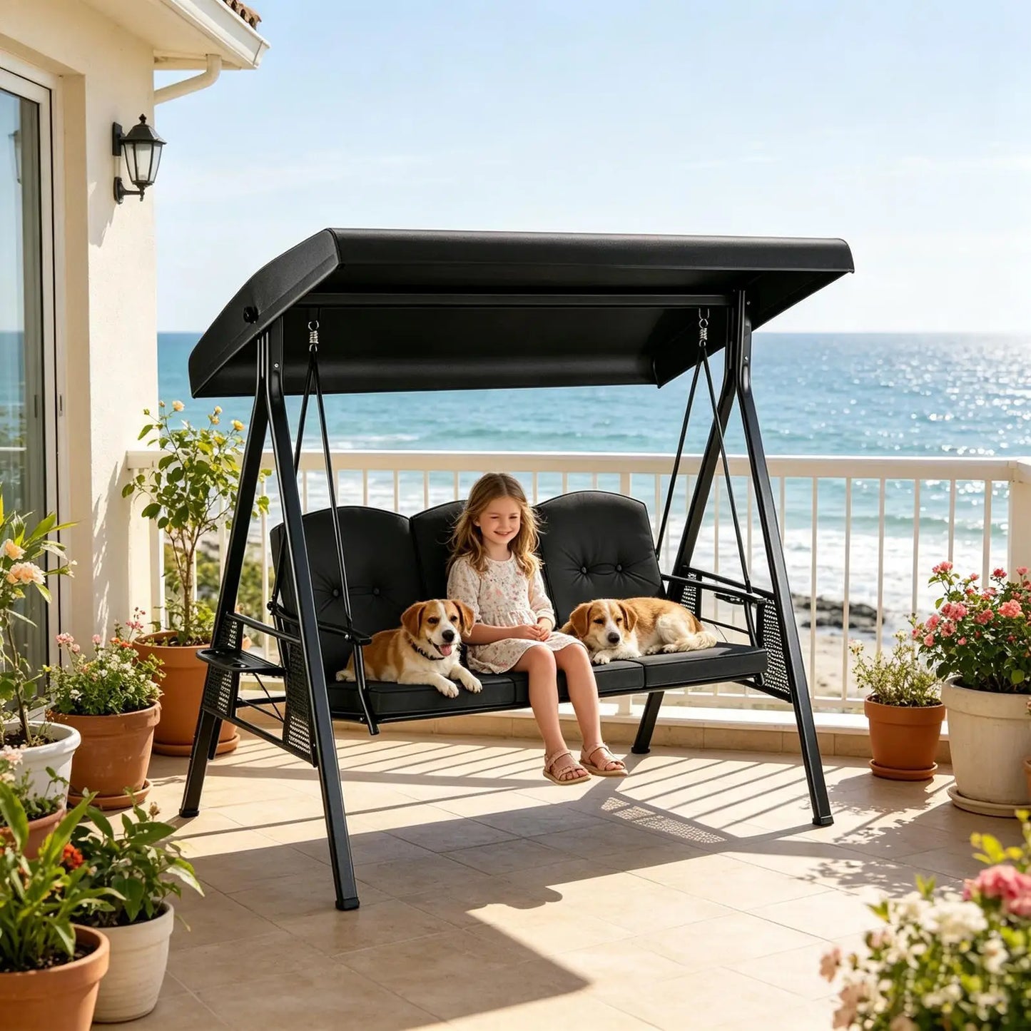 Waterproof Anti-UV Patio Swing Canopy Replacement Cover Set