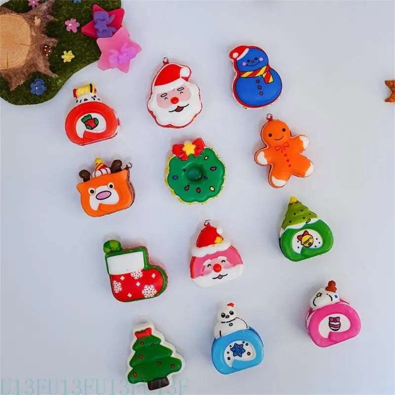 Christmas Squeeze Toys Santa Snowman Stress Relief 6pc Kids Gift