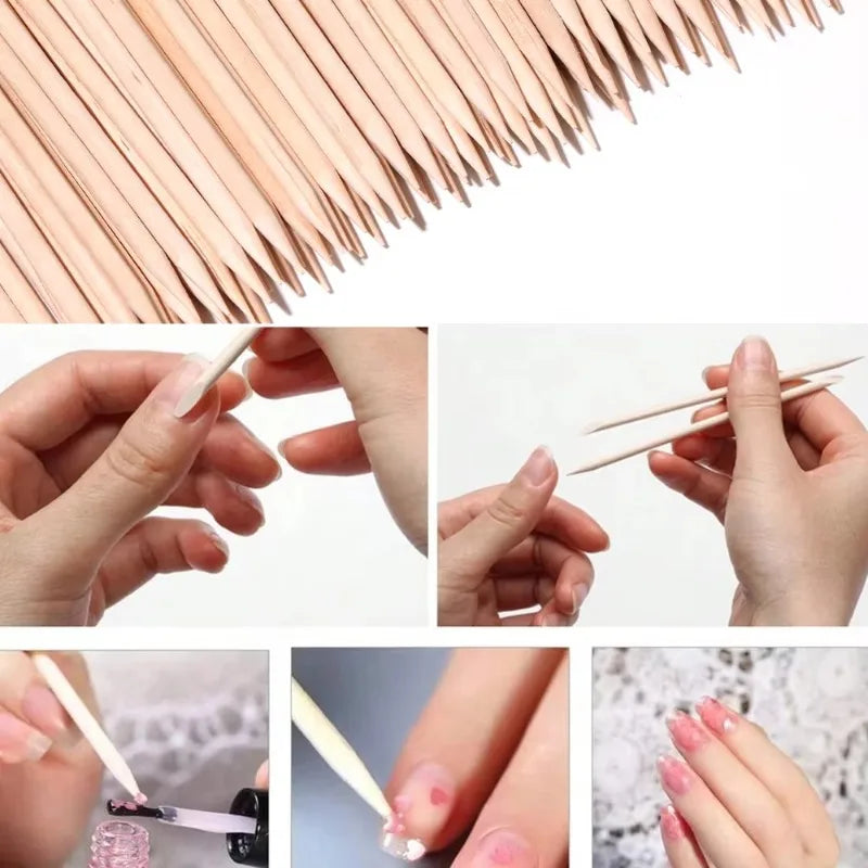 2026 50/100pcs Nail Art Pusher Orange Wood Sticks Cuticle Pusher Remover Rhinestones Dotting Removal Manicure Care Tools Peaceful Pleasures Health and Wellness