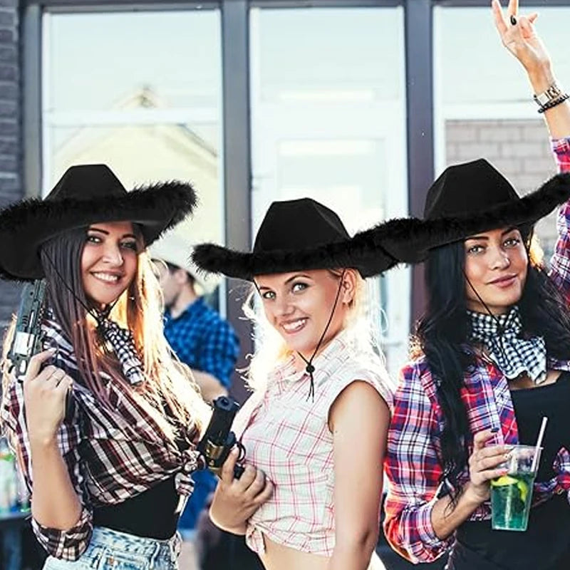 6-Pack Fluffy Cowgirl Hats – Bachelorette & Bridal Party Set Costume Party Hat Peaceful Pleasures Health and Wellness