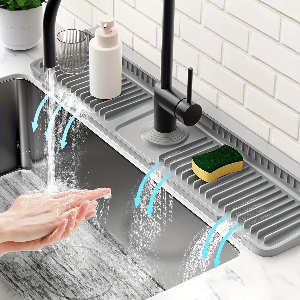 1pc Splash Guard Mat for Faucets, Sink Drain Pad, Quick Drying Kitchen and Bathroom Protector, Easy to Clean and Durable Design Peaceful Pleasures Health and Wellness