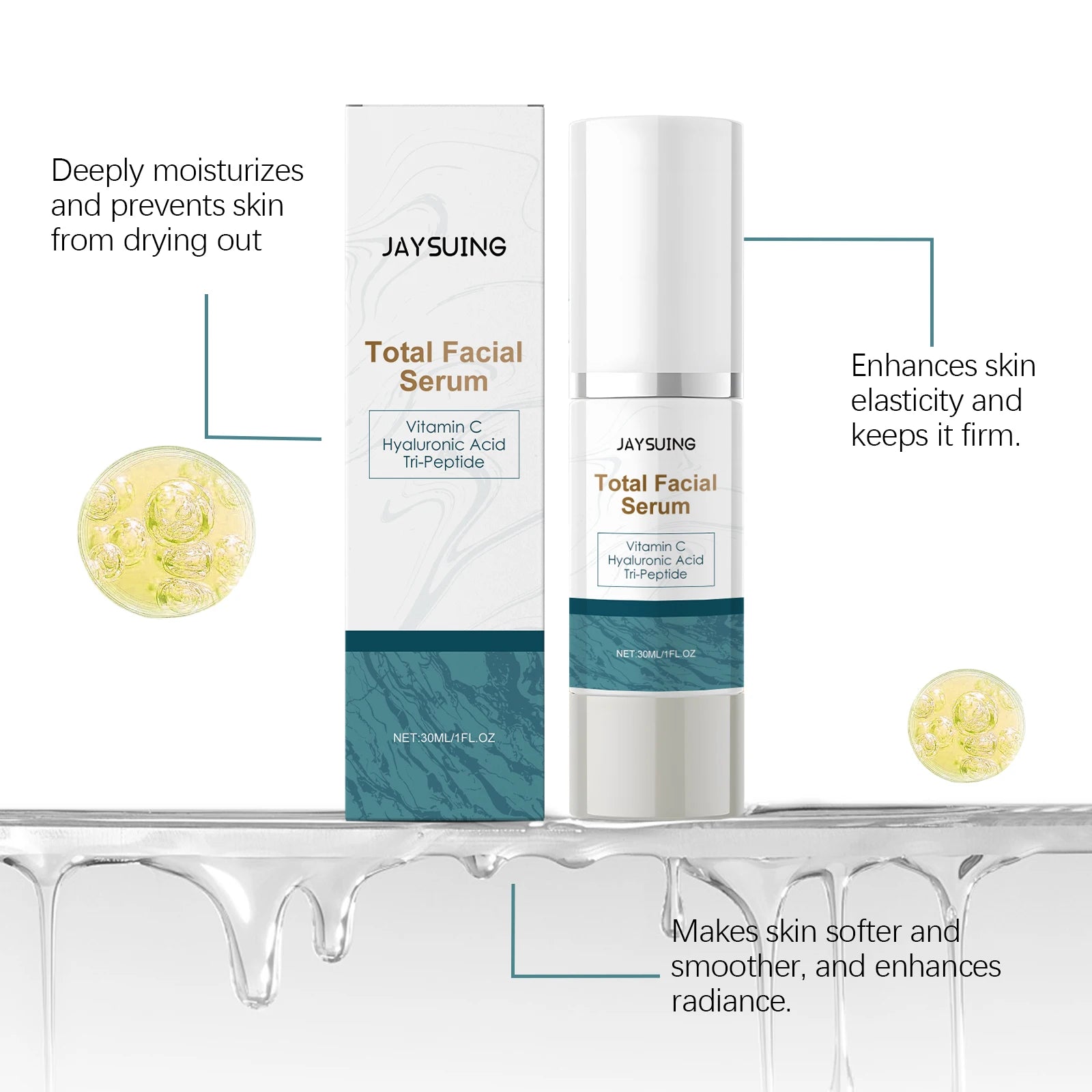 Jaysuing Hyaluronic Acid Anti Aging Serum Reduce Wrinkles Dark Spots Deep Moisturize Hydrating Lift Firming Makeup Beauty Unisex Peaceful Pleasures Health and Wellness