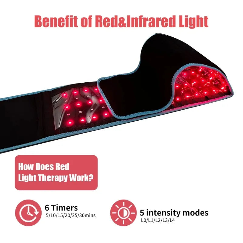 Red Light Belt 660nm 850nm Near Infrared Light Wrap Red Light Device for Body Relaxing Muscle Back Massager Peaceful Pleasures Health and Wellness
