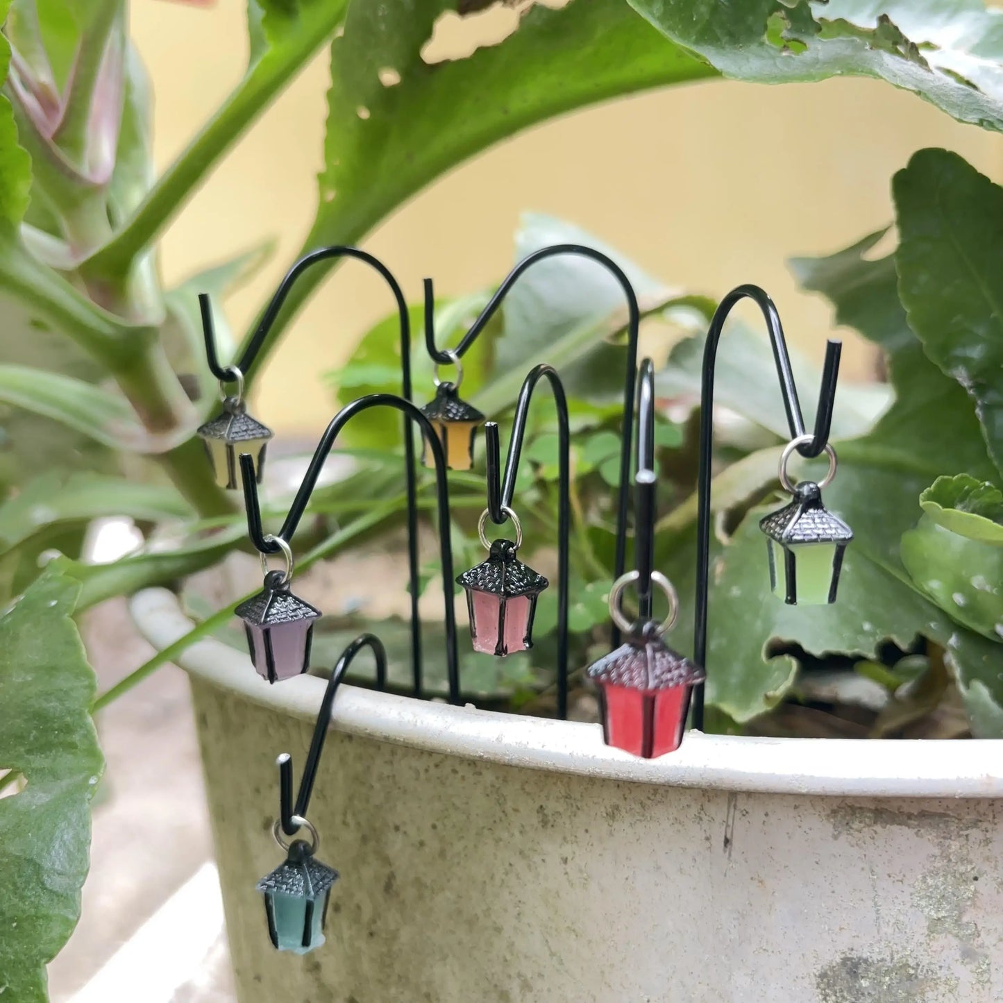4-Pack Lanterns with Iron Hooks, Luminous Garden Stakes, Solar-Powered Resin Fairy Miniature Models with Colorful Lanterns, Rural Outdoor Decorations Suitable for Halloween Indoor Tabletop Displays and Crafts, Solar-Powered O Peaceful Pleasures Health and Wellness