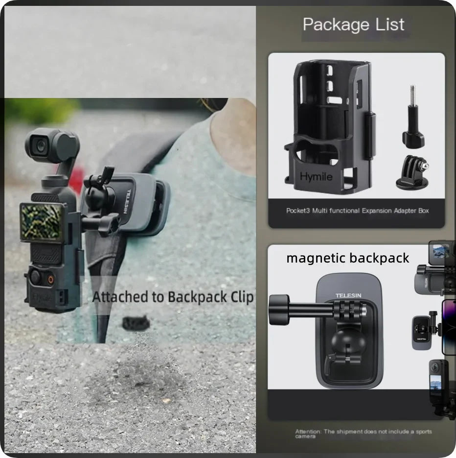 DJI Osmo Pocket 3/4 Extension Bracket Frame + Cold Shoe
