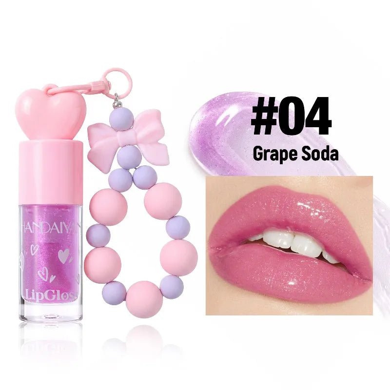 Glitter Lip Oil Bowknot Keychain – 4 Shades, High Shine