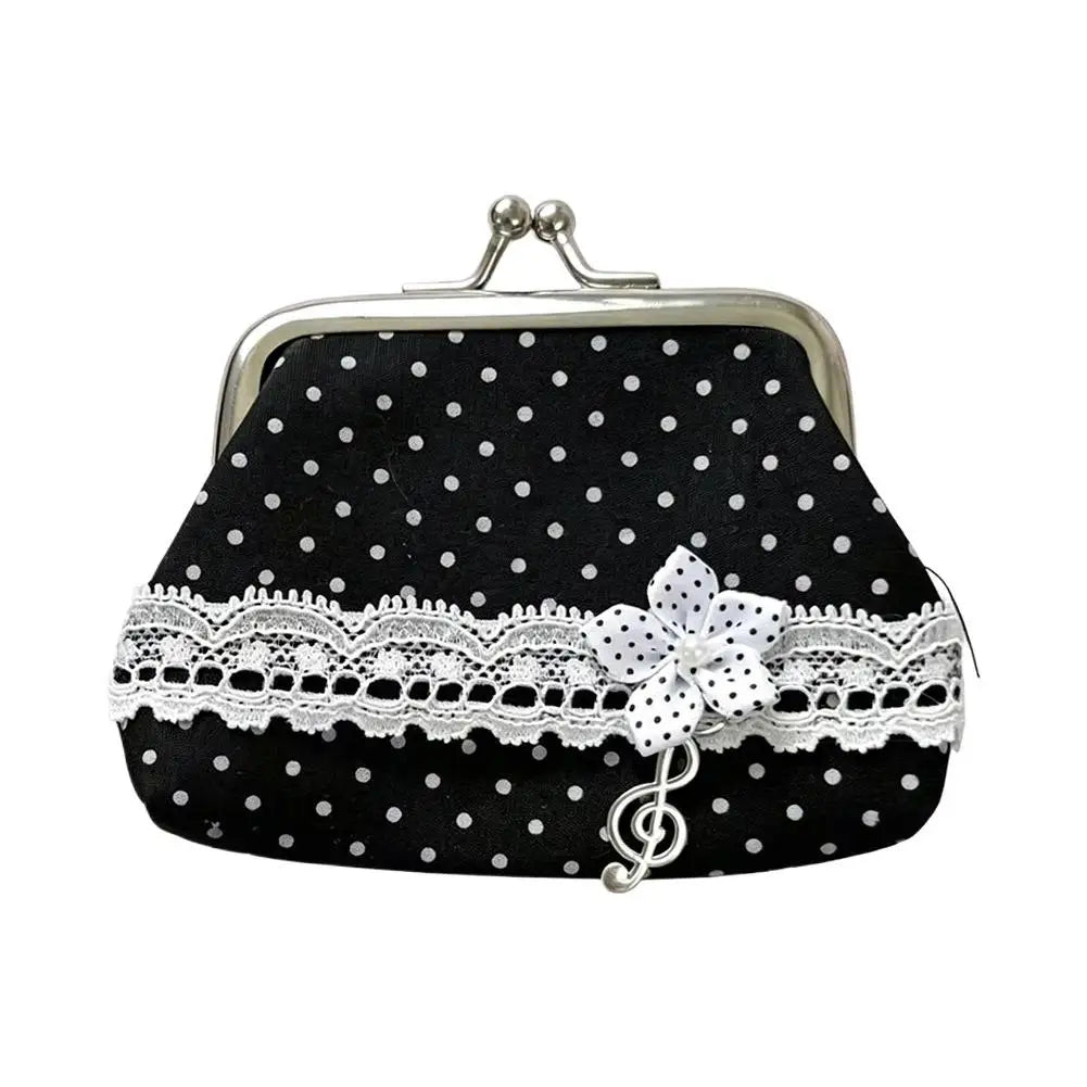 Polka Point Small Wallet Fashion Feast Party Handbag Portable Clutch Bag Mini Coin Purse Cosmetics Earphones Storage Bag Peaceful Pleasures Health and Wellness A
