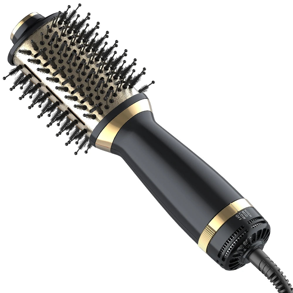 hair dryer brush in one, 4in1 hair dryer brush hair dryer with oval bucket, mini hot air brush for all hair types, suitable gift Peaceful Pleasures Health and Wellness black UK Plug