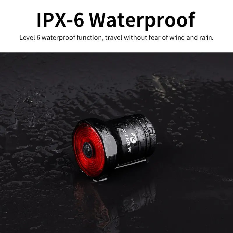 X-TIGER Smart Brake Sensing Bike Tail Light IPX6 USB-C LED