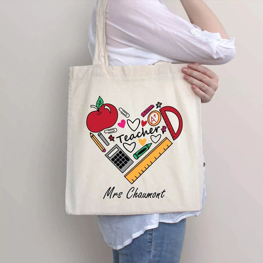 Personalised Name Canvas Tote Bag | Custom Teacher Gift Personalised Tote Bag Peaceful Pleasures Health and Wellness