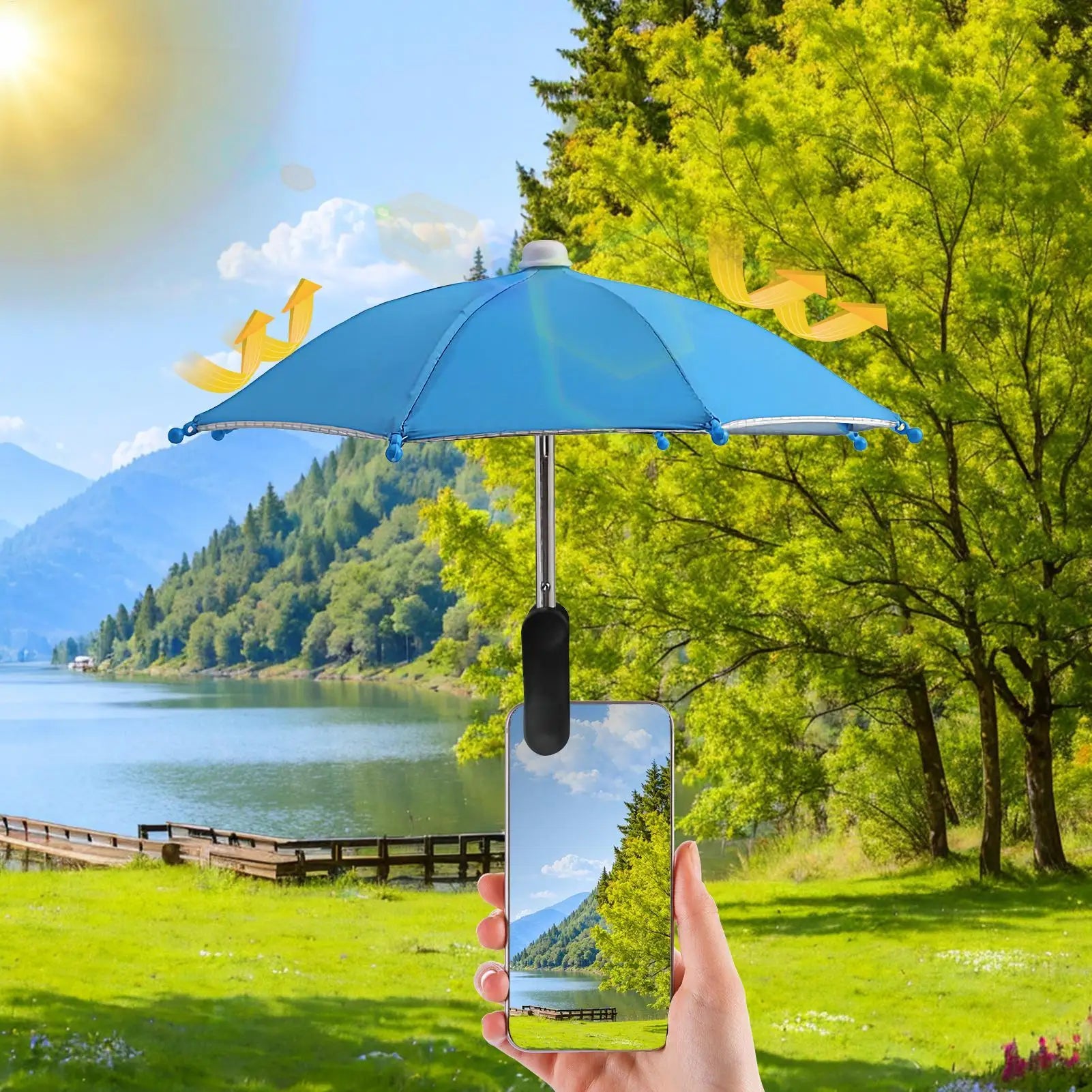 Cell Phone Umbrella Holder with Clip for Sun Shade Cell Phone Umbrella Sun Protection Phone Clip Blocking Cellphone Accessories Peaceful Pleasures Health and Wellness