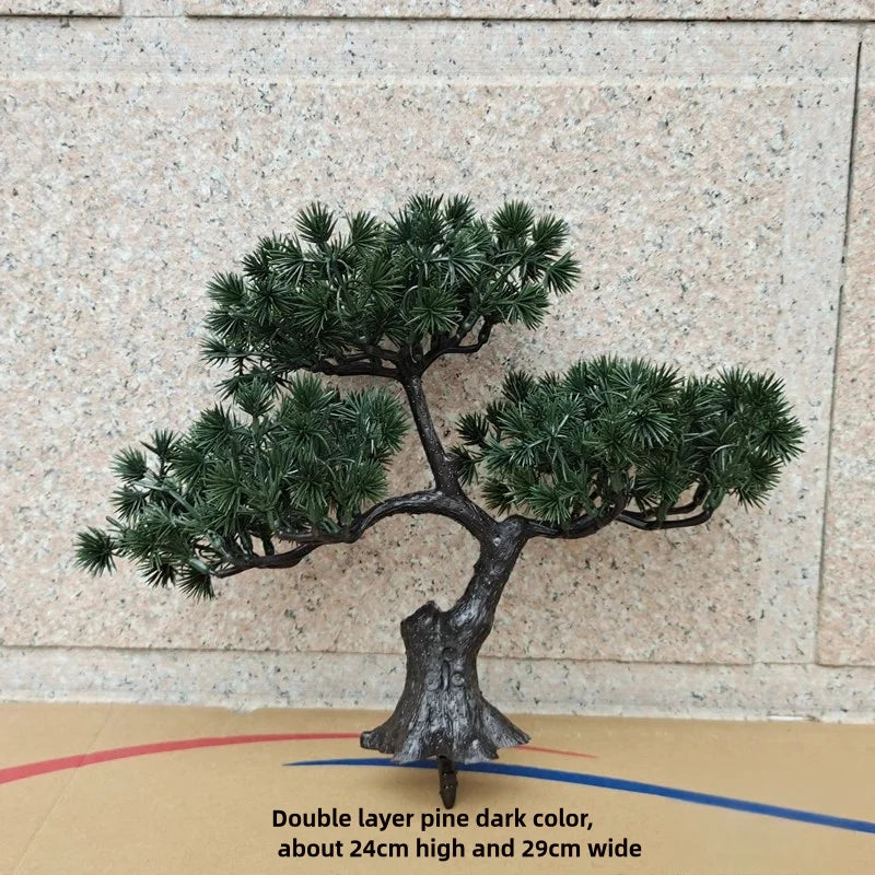 Simulation Welcoming Pine Bonsai Desktop Decor Simulation Plant Small Potted Living Room Green Plant Decoration Ornaments Peaceful Pleasures Health and Wellness F 1pcs