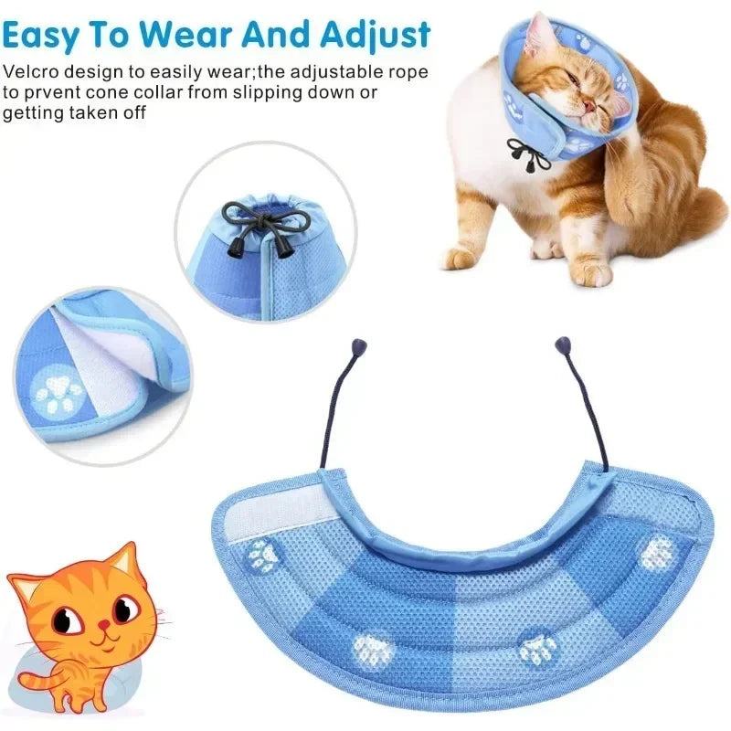Adjustable Cat Cone Collar Soft Cute Cats Recovery Collar Protective Pet After Surgery Lightweight Elizabethan Collars for Pet Peaceful Pleasures Health and Wellness