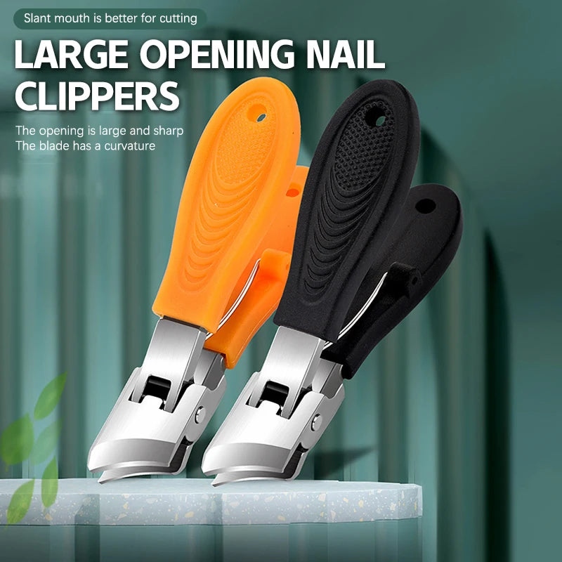 Large Jaw Openning Nail Clipper Thick Hard Slanted Nail Cutter Stainless Steel Manicure Tools Toe Cutter Trimmer Anti-Splash Peaceful Pleasures Health and Wellness