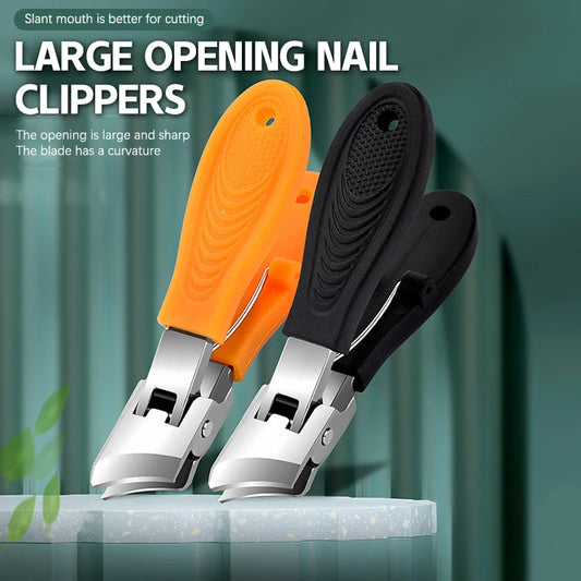 Large Jaw Openning Nail Clipper Thick Hard Slanted Nail Cutter Stainless Steel Manicure Tools Toe Cutter Trimmer Anti-Splash Peaceful Pleasures Health and Wellness