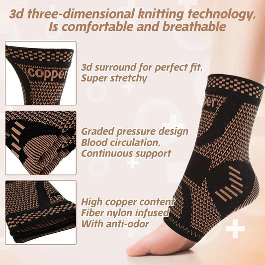Copper Ankle Brace Compression Sleeve – Plantar Fasciitis Relief Ankle Compression Brace Peaceful Pleasures Health and Wellness
