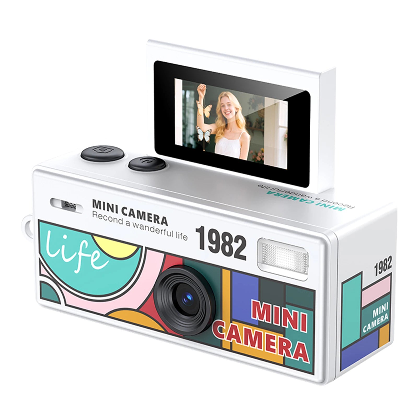 Retro Mini Thumb Camera with Flip Screen Portable Keychain Digital Video Recorder for Students Campus Life Creative Gift Peaceful Pleasures Health and Wellness