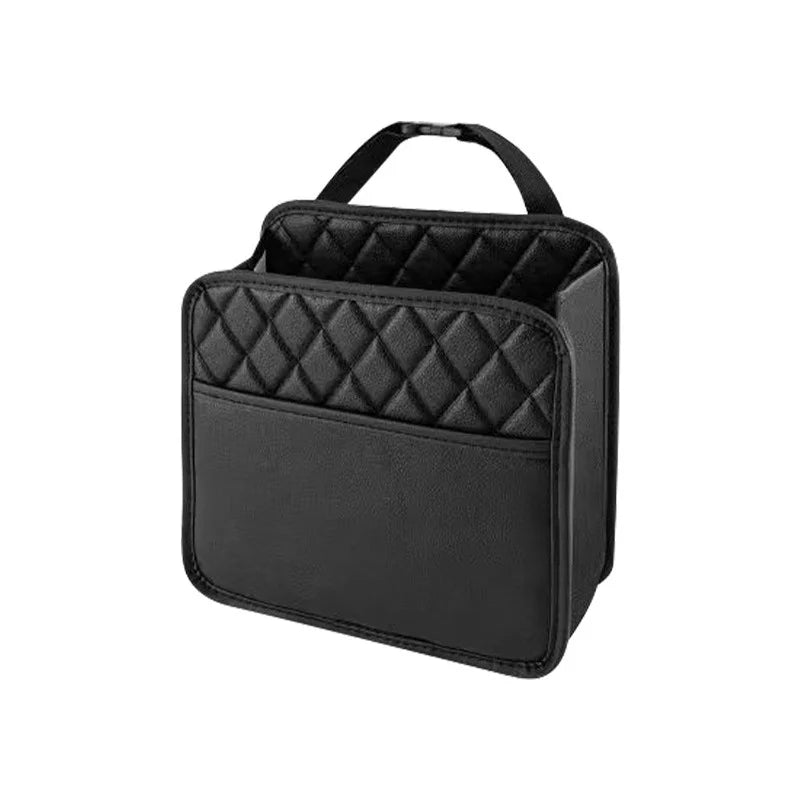 Leather Car Seat Back Organizer | Multi-Pocket Storage Bag Car Seat Organizer Peaceful Pleasures Health and Wellness black
