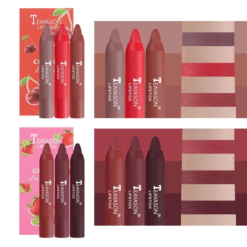 3-Piece Velvet Matte Lipstick Set – Waterproof Long-Lasting Color