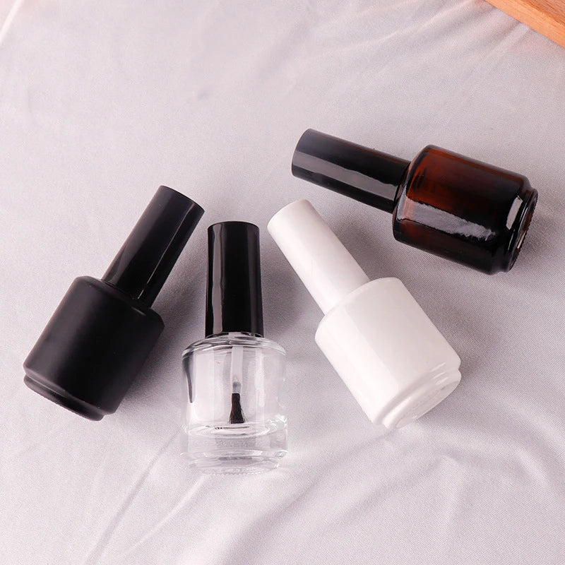 15ml Empty Glass Nail Polish Bottle with Lid & Brush