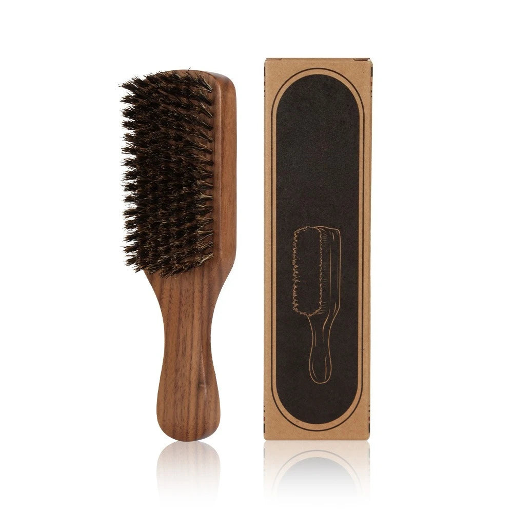 Wood Handle Boar Bristle Beard Brush Shaving Tool Hair Brush Wooden Curved Men Beard Shaving Brush Hair Stylist Mustache Brushes Peaceful Pleasures Health and Wellness Large size