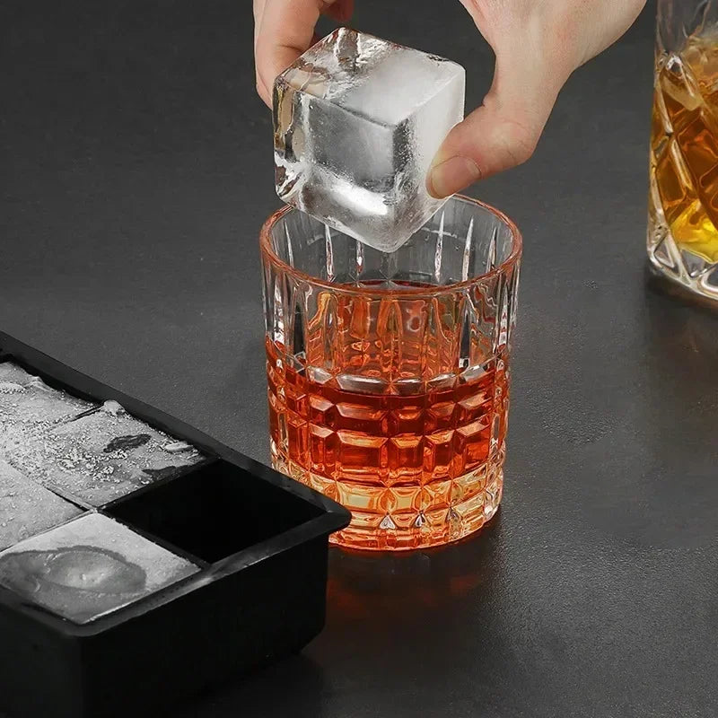 4/6/8/Grid Big Ice Tray Mold Box Large Food Grade Silicone Ice Cube Square Tray Mold Diy Bar Pub Wine Ice Blocks Maker Model Peaceful Pleasures Health and Wellness