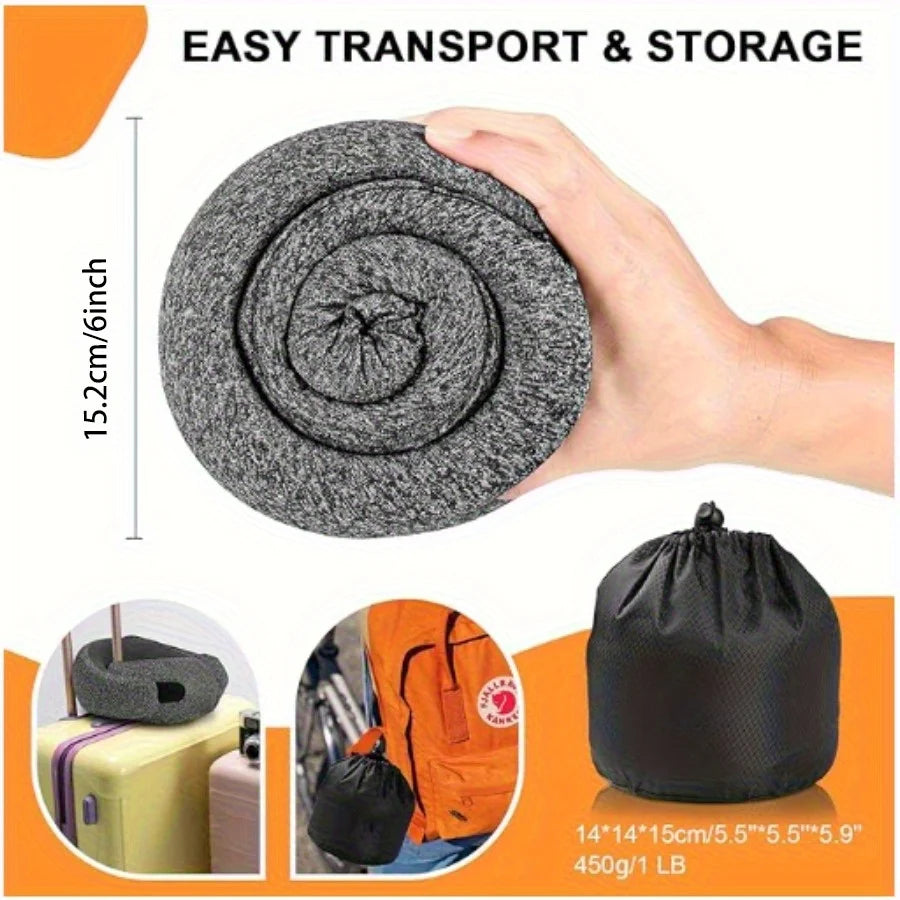 1pc Home Office U-Shape Hooded Neck Pillow for Travel Car Airplane Nap Outdoor, Comfortable Support Pillow with Detachable Cover Peaceful Pleasures Health and Wellness