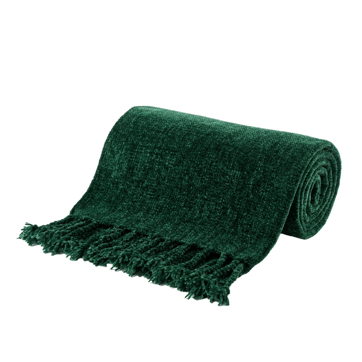 Battilo Chenille Throw Blanket with Fringe Tassels | Soft Knit