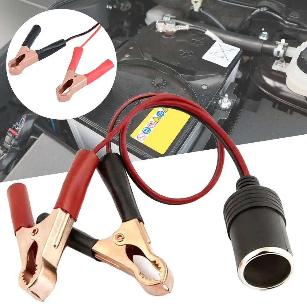 12V Battery Clip to Cigarette Lighter Socket Adapter | Pure Copper