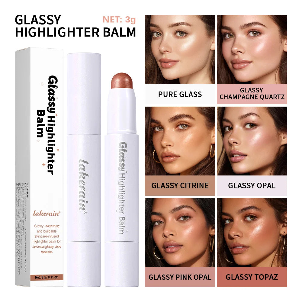 Bio- Glassy Highlighter Balm Nourishing Buildable Long Lasting Non Sticky Multipurpose Stick For Eye Cheek Lips Body Cosmetics Peaceful Pleasures Health and Wellness