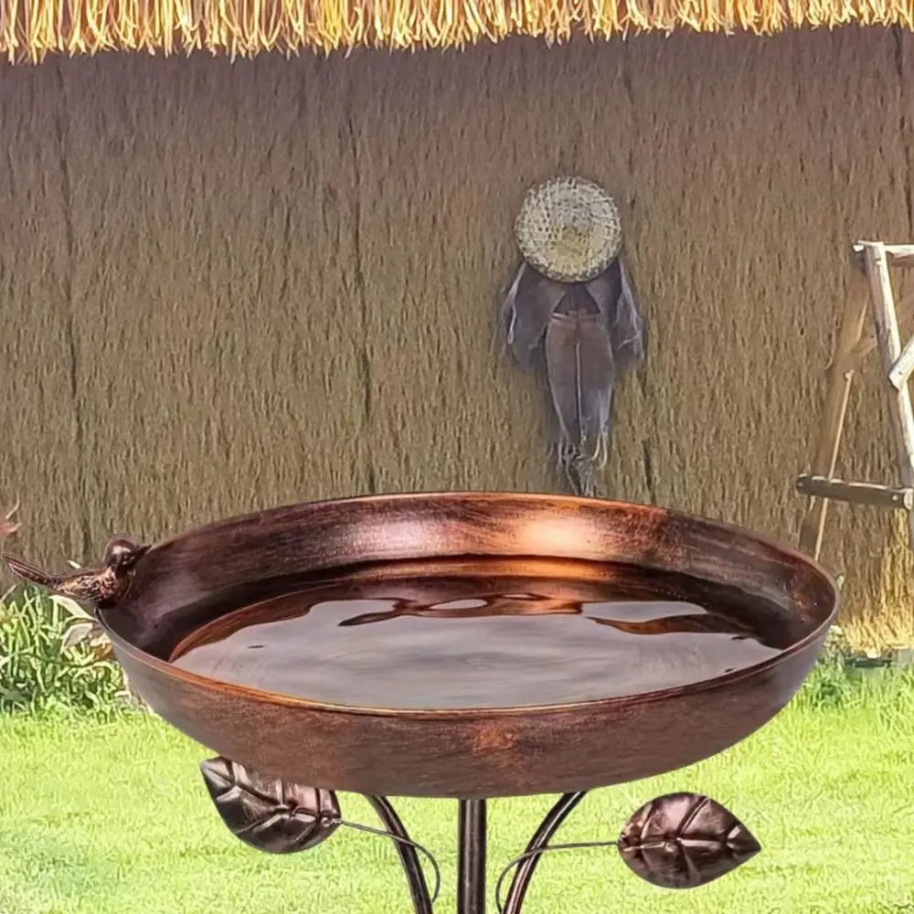 Retro Iron Bird Feeder & Bathtub – Large Capacity Metal Stand