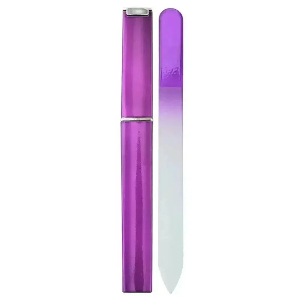 Crystal Glass Nail File with Case — Double-Sided Polish Nail Art Tools Peaceful Pleasures Health and Wellness purple