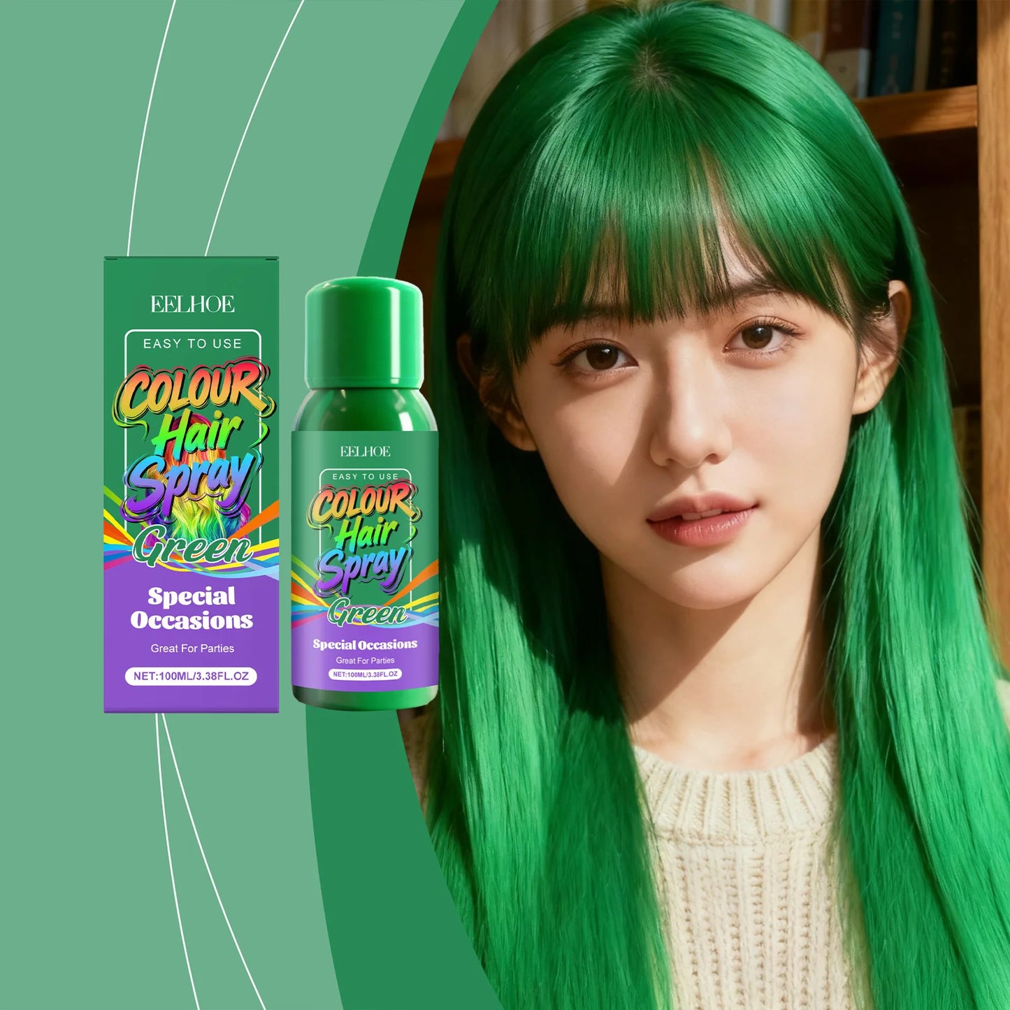 Green Temporary Hair Spray Quickly Create Vibrant Green Hair Color Convenient and Easy to Operate Fashionable Colour Hair Spray Peaceful Pleasures Health and Wellness