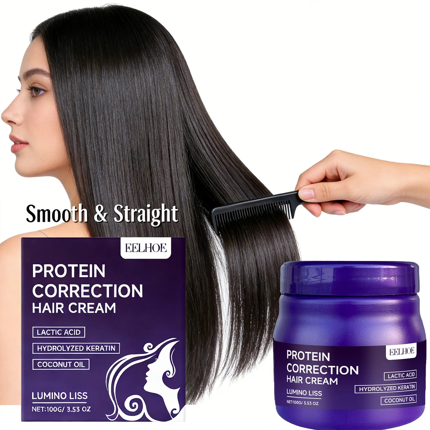 Protein Correction Hair Cream Nourishing Smoothing Hair Long-Lasting Hair Straighten Effect Anti Frizz Hair Straightening Cream Peaceful Pleasures Health and Wellness Default Title
