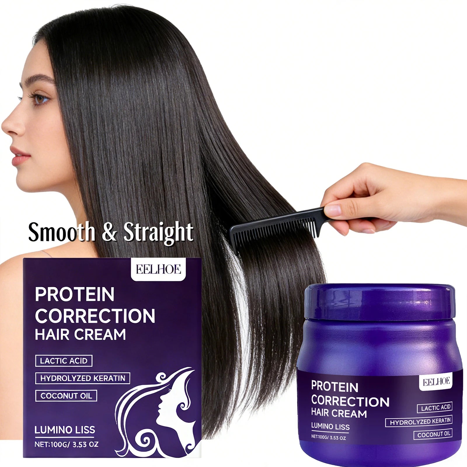 Protein Correction Hair Cream Nourishing Smoothing Hair Long-Lasting Hair Straighten Effect Anti Frizz Hair Straightening Cream Peaceful Pleasures Health and Wellness Default Title